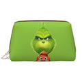 Animated Grinch Cosmetic Bag Makeup Organizer Leather Portable Pouch Gift Travel Toiletry Bag Storage Purse