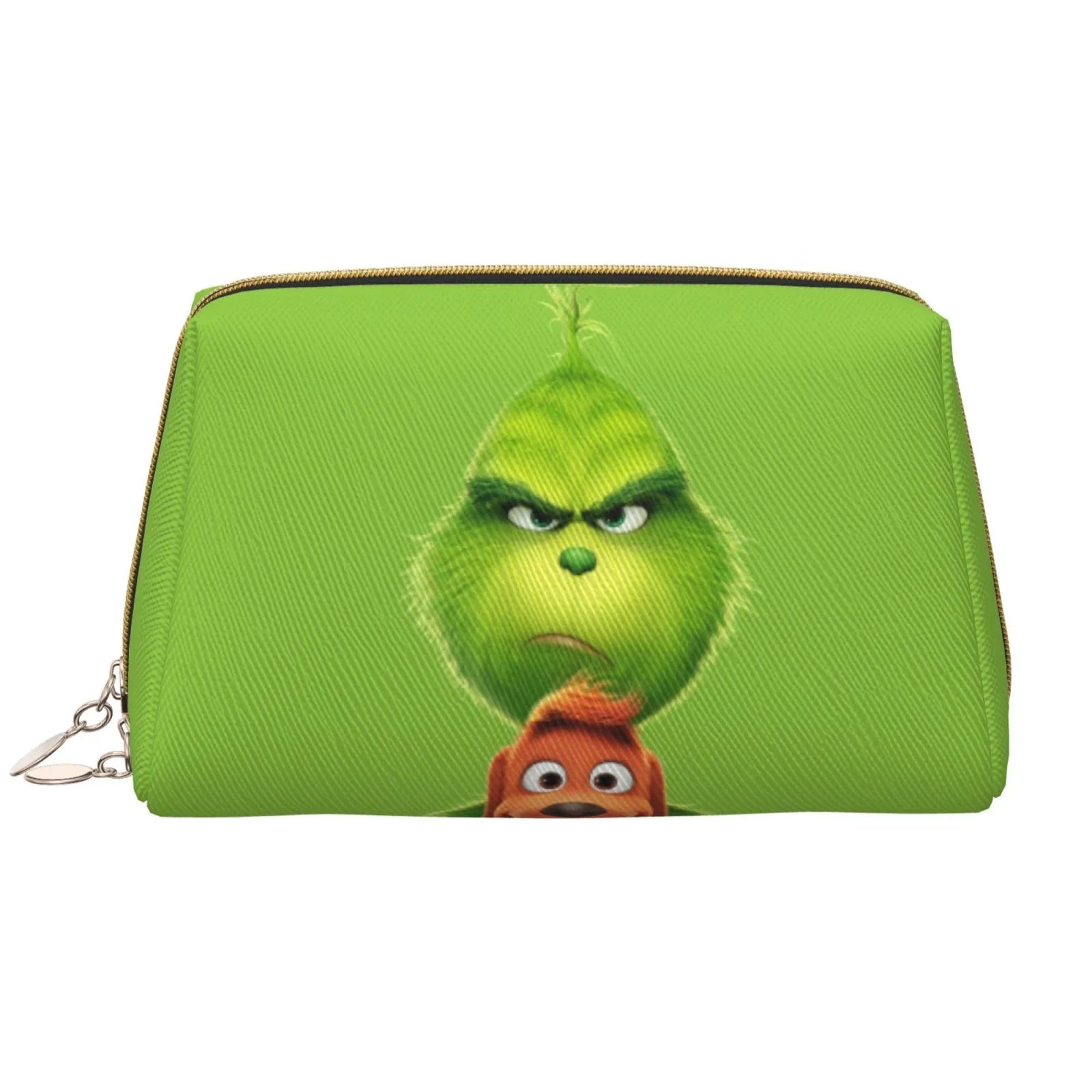 Animated Grinch Cosmetic Bag Makeup Organizer Leather Portable Pouch Gift Travel Toiletry Bag Storage Purse