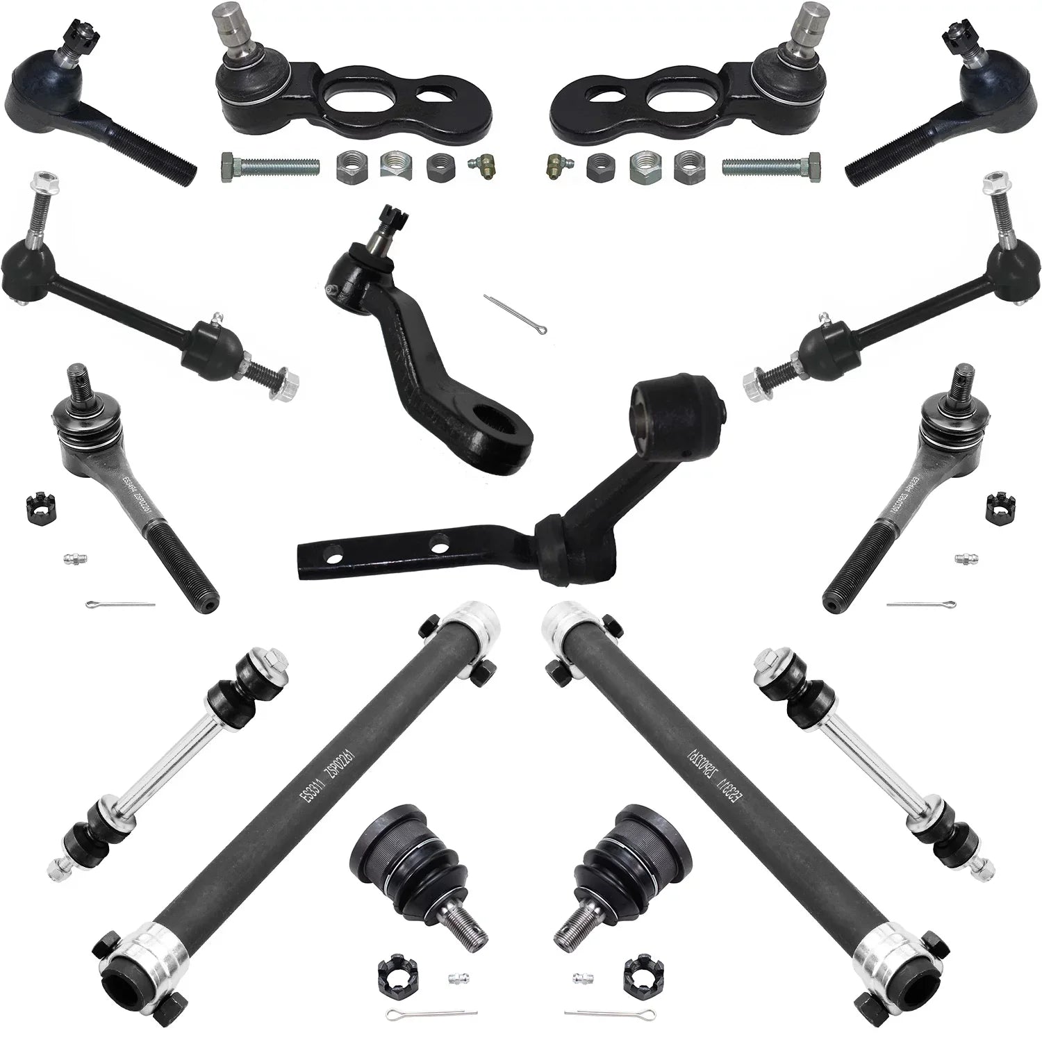 Detroit Axle - 16pc Front Suspension Kit for 1998-2002 Mercury Grand Marquis Lincoln Town Car Ford Crown Victoria, Ball Joints Tie Rods Pitman Idler Arms Adjusting Sleeves Front Rear Sway Bars
