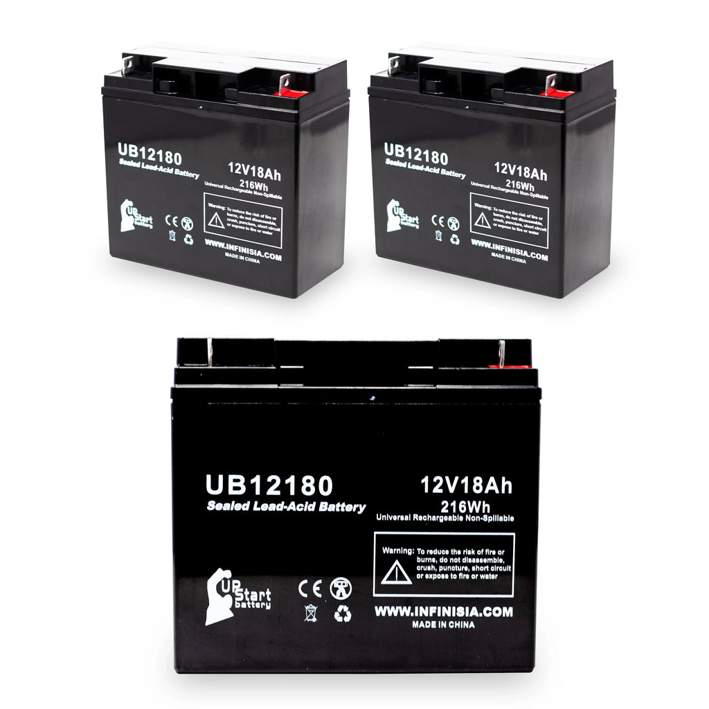 3x Pack - Matching EAGLE PICHER BATTERIES CFM12V18 Battery - Replacement UB12180 Universal Sealed Lead Acid Battery (12V, 18Ah, 18000mAh, T4 Terminal, AGM, SLA)