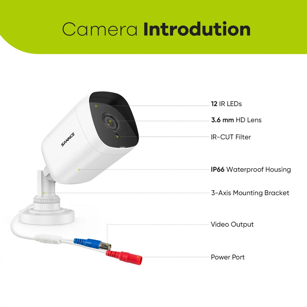 SANNCE 2PCS 2MP Full HD Wired Analog CCTV TVI-HD Security Camera for DVR Security Camera System with Outdoor IP66 Waterproof 100 ft Night Vision