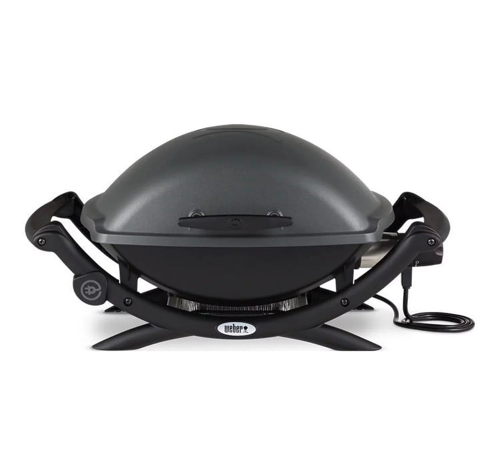Weber Q 2400 Electric Grill (Black) with Grill Shield and Cart Bundle