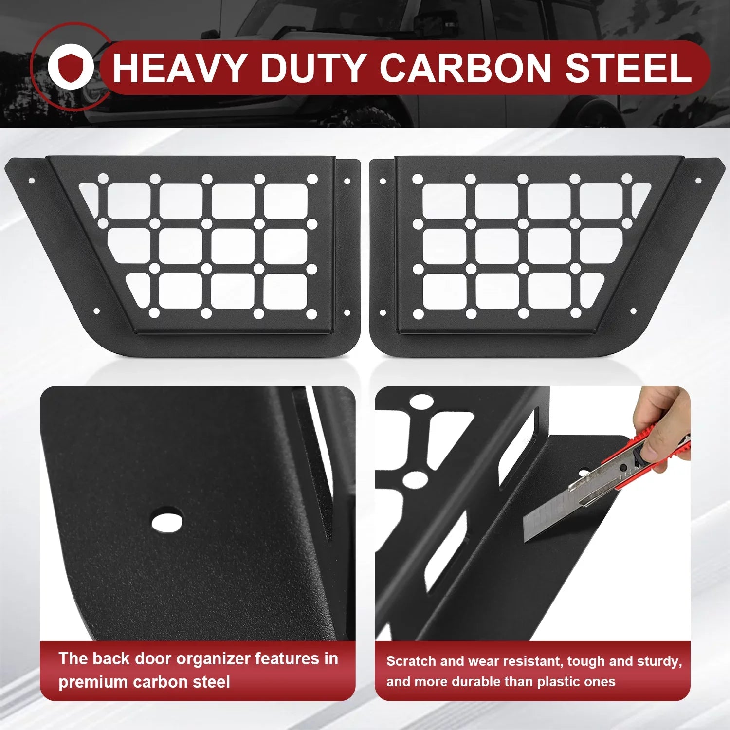 MFC 2Pcs Rear Door Storage Pocket Side Organizer Box Suitable with for Ford Bronco Accessories