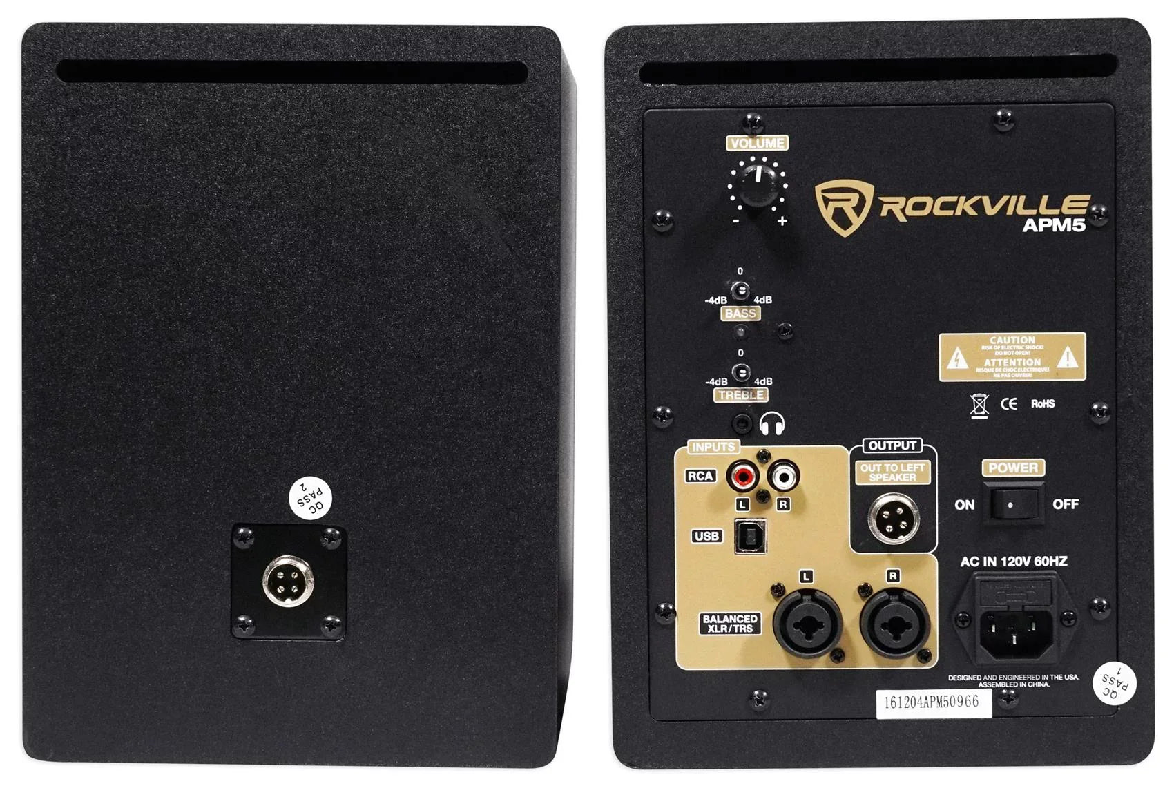 2 Rockville APM5B 5.25" USB Studio Monitor Speakers+36" Dark Wood Premium Stands