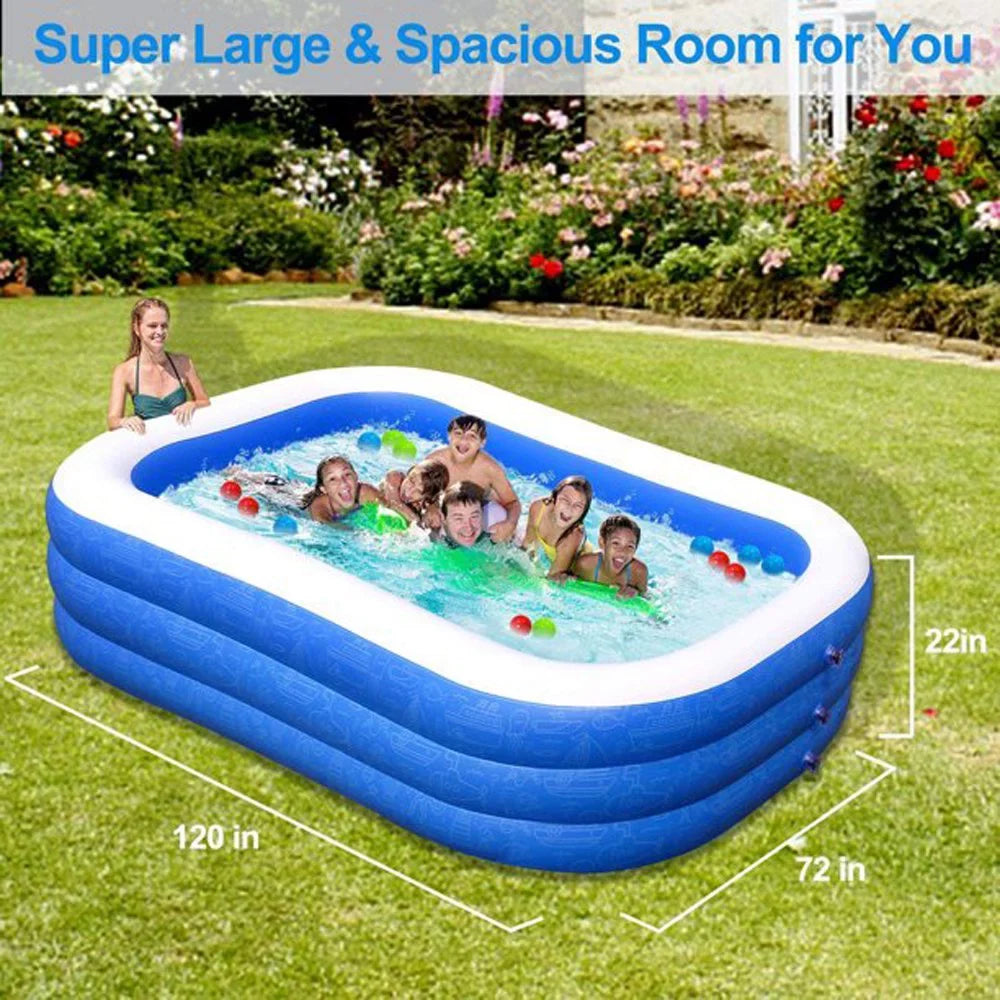 92"x56"x20"Outdoor Inflatable Swimming Pool Full-Sized Kiddie Lounge Pool