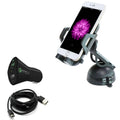 Windshield Dash Car Mount w 2-Port USB 30W Fast Charger for Samsung Galaxy Note 9 8 A9 A50 - Sonim XP8 XP3 - Xiaomi Mi 9 - ZTE ZMax Pro Z981, Max XL, Grand X4 X3 X Max 2, Champ, Blade Z Max
