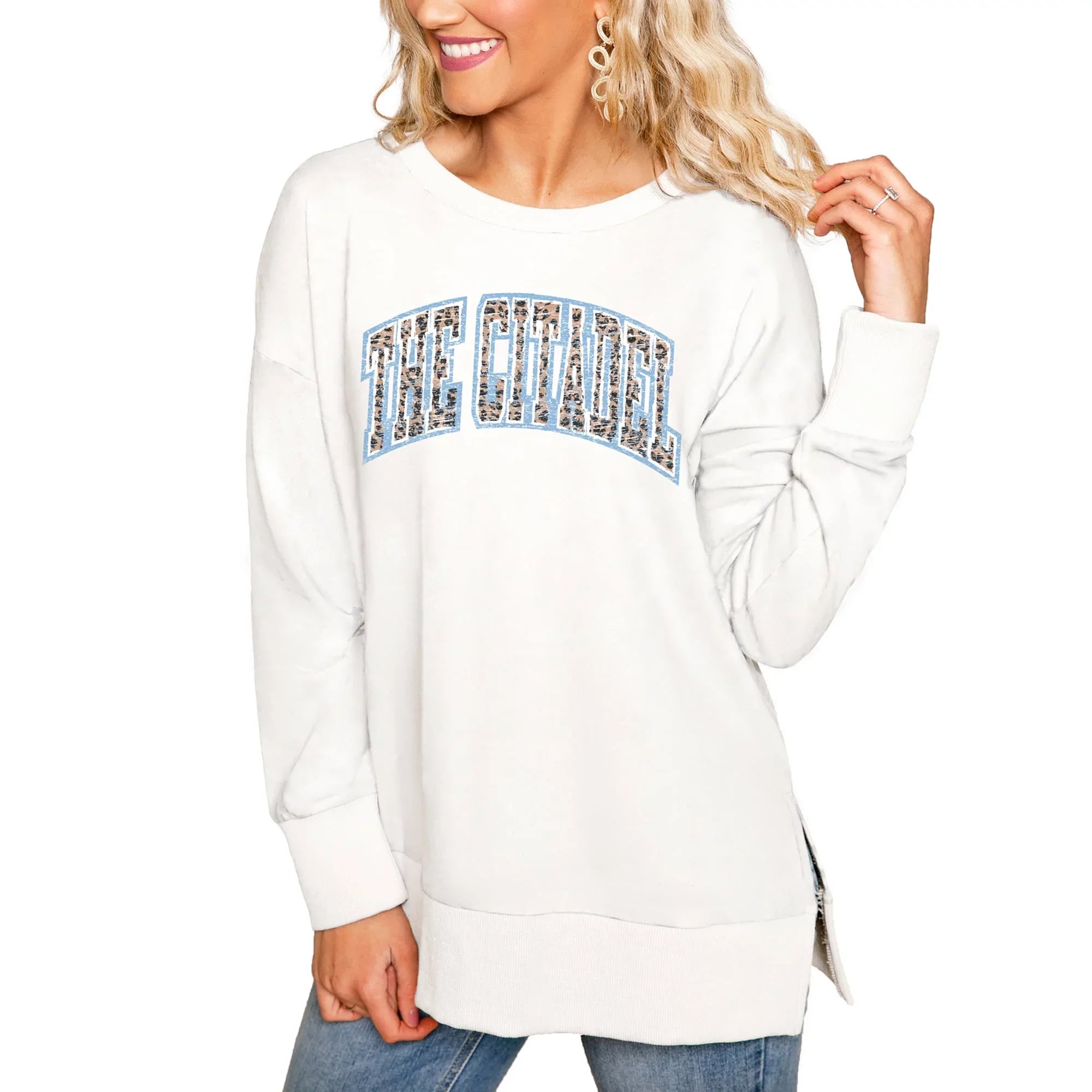 Women's Gameday Couture Cream Citadel Bulldogs Side Split Team Logo Pullover Top