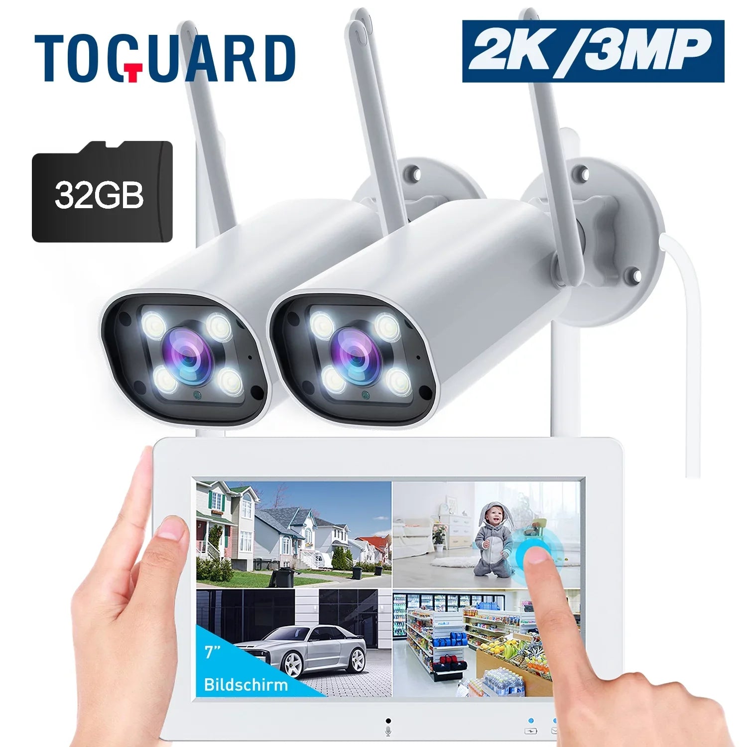 Toguard W300 Security Camera System 8CH 1080P NVR 4Pc, Waterproof Wi-Fi CCTV Surveillance with Email Alert, Night Vision, Remote Access, Motion Alert & Detection (Only Supports 2.4GHz Wi-Fi)