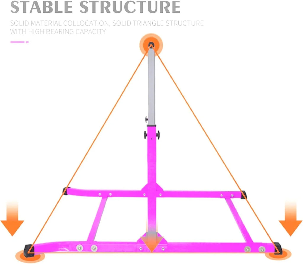 Expandable Pink Gymnastics Kip Bar with Free Foam Pad - Athletic Standard Horizontal Training Bar