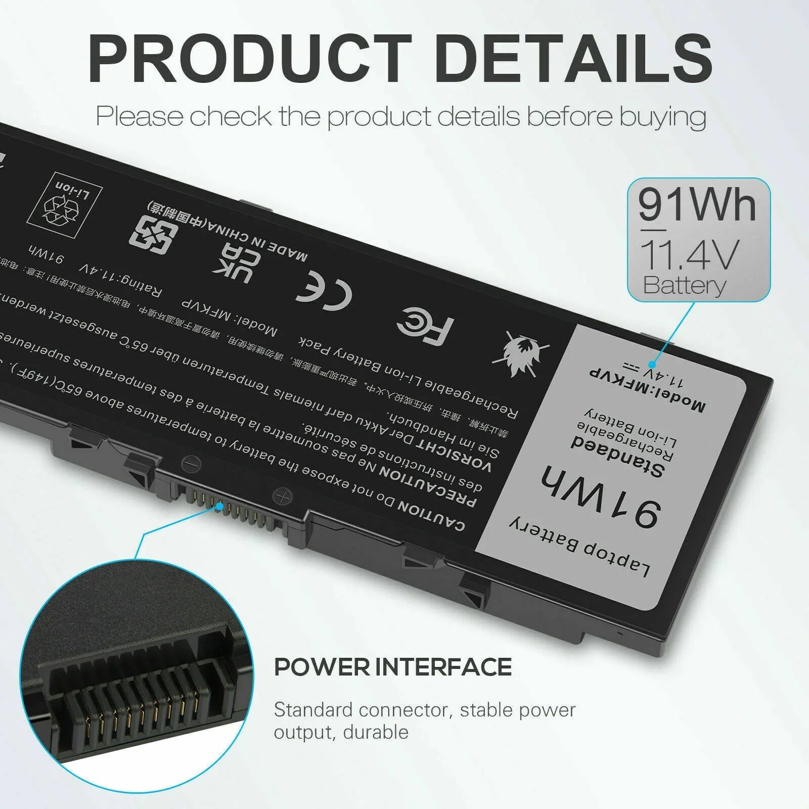 Battery MFKVP For Dell Precision 15 7510 7520 7710 7720 M7510 M7710 TWCPG 0FNY7