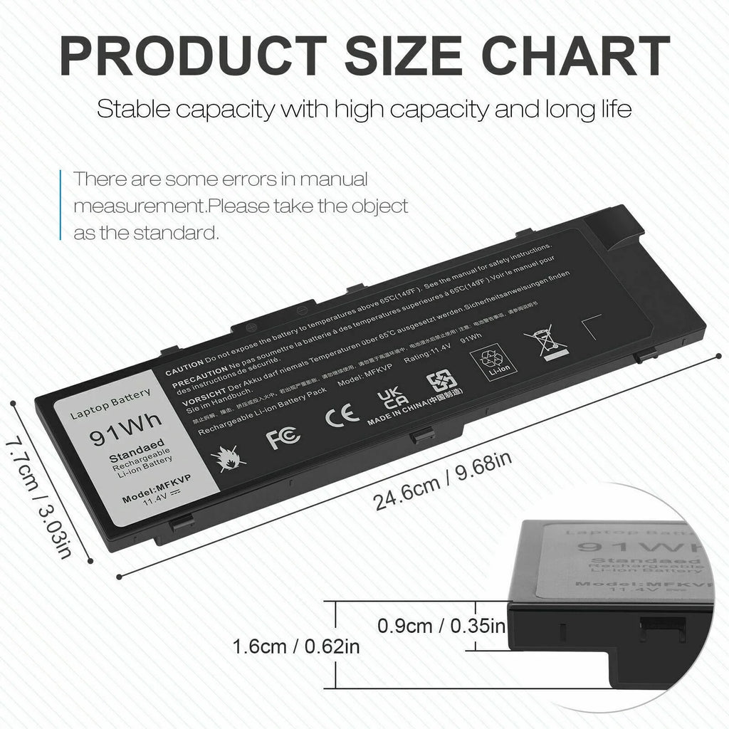 Battery MFKVP For Dell Precision 15 7510 7520 7710 7720 M7510 M7710 TWCPG 0FNY7