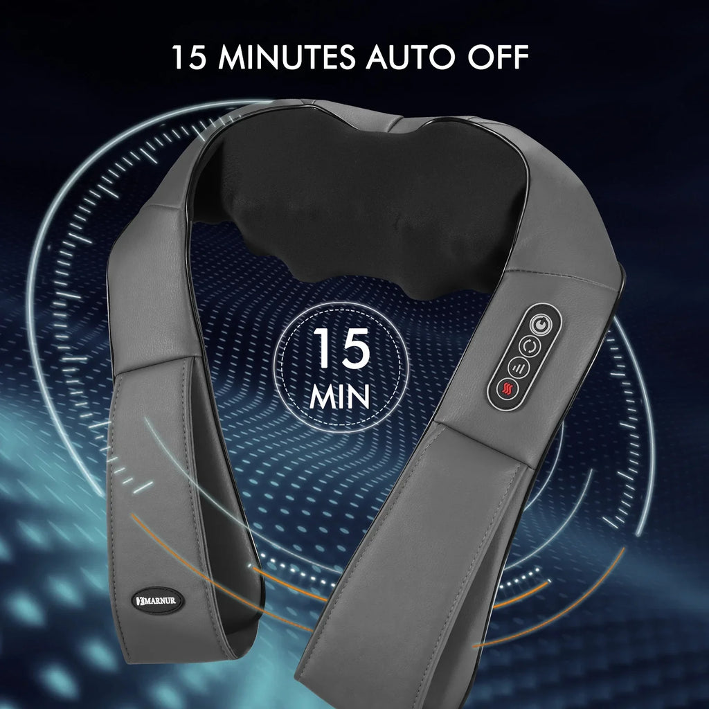 MARNUR Neck and Shoulder Massager, Deep Kneading Massager with Heat for Full-body, Gray