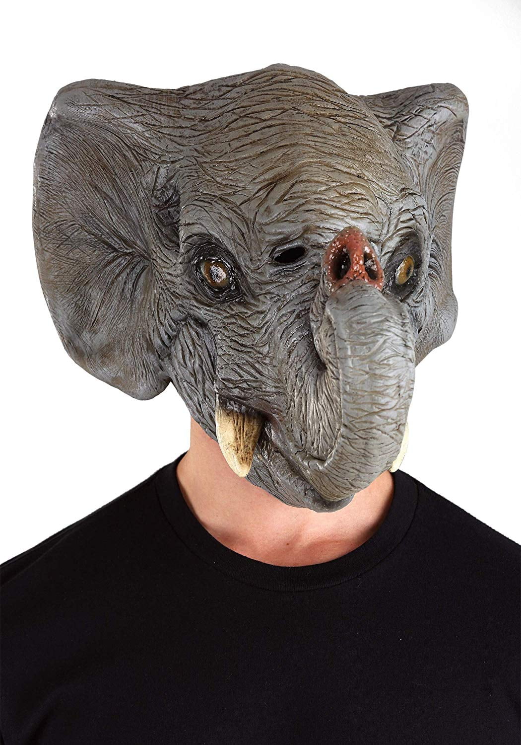 Deluxe Elephant Head Latex Mask Full Overhead Grey Zoo Safari Wild Animal Adult