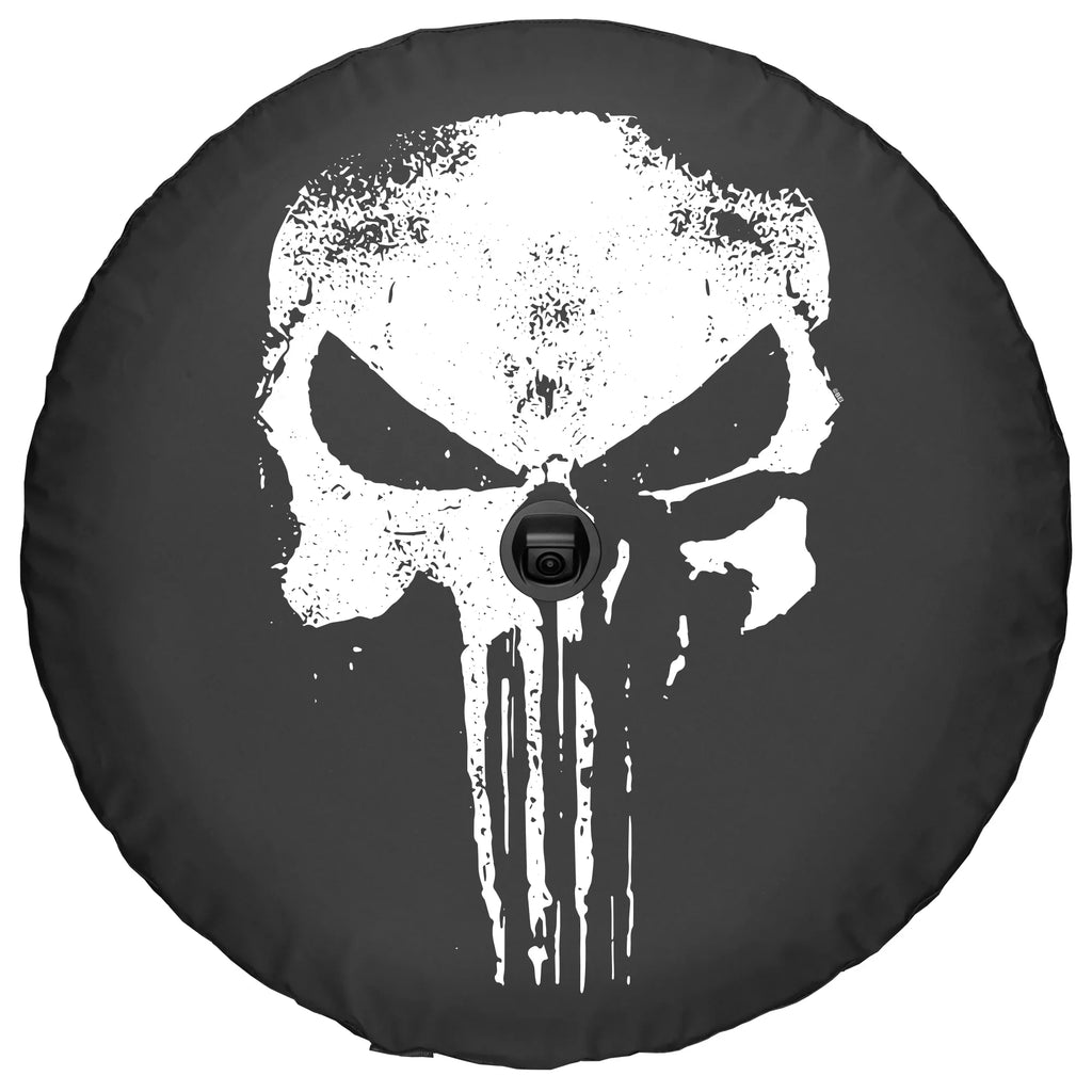 Boomerang - 33" Soft JL Tire Coating for Jeep JL Wrangler (w/ back-up camera) (2018-2020) - Rubicon - Distressed Punisher Skull