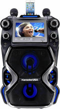 Karaoke USA CDG/MP3G 300W Portable Rechargeable Karaoke Player w/ 2 Mics