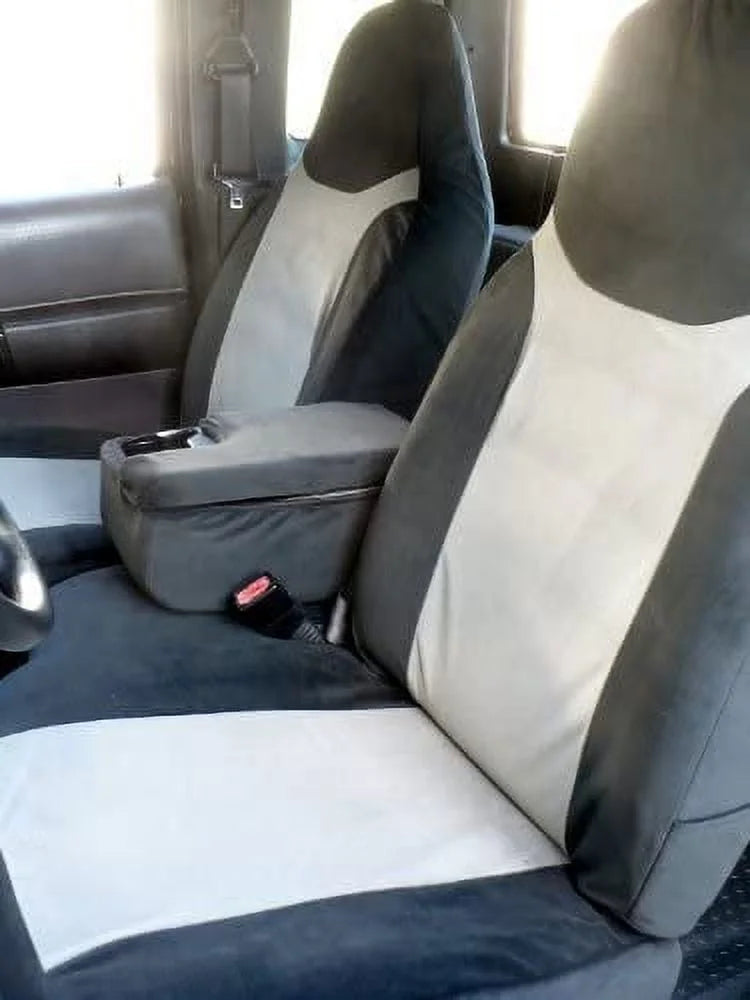 F286 2002-2003 Ford Ranger 60/40 Split Seat with Opening Center Console in Gray and Black Twill