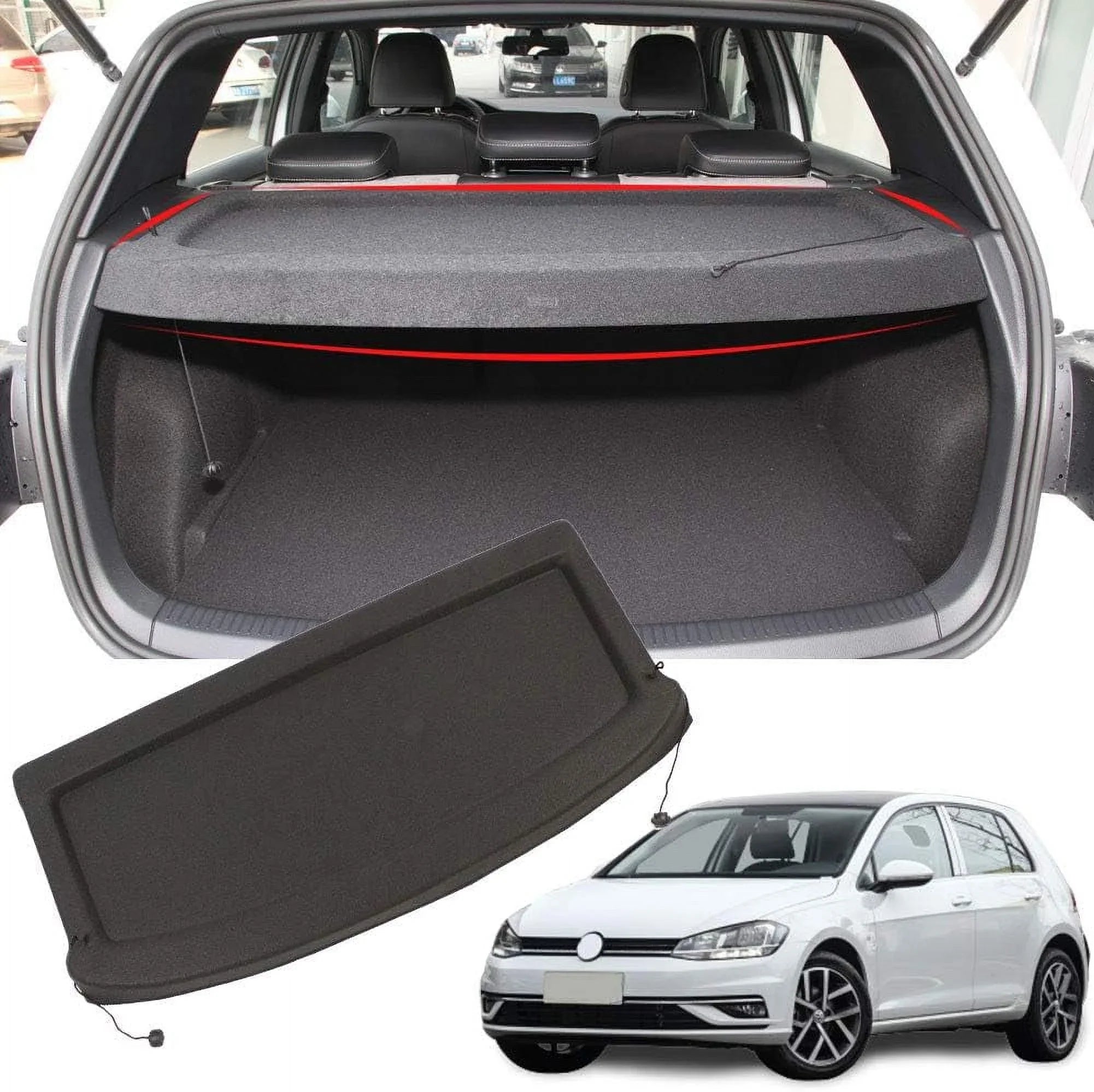 Fit 2015-2019 Volkswagen GTI Golf 7 Non-retractable Cargo Coating for 2015 2016 2017 2018 2019 VW GTI GOLF 7 Hatchback Rear Trunk Luggage Privacy Shade Accessory, Black