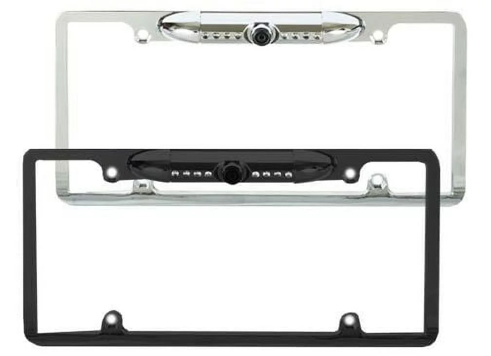 For Kenwood DDX392 Night Vision - Color Rear View Camera Black License Plate Frame