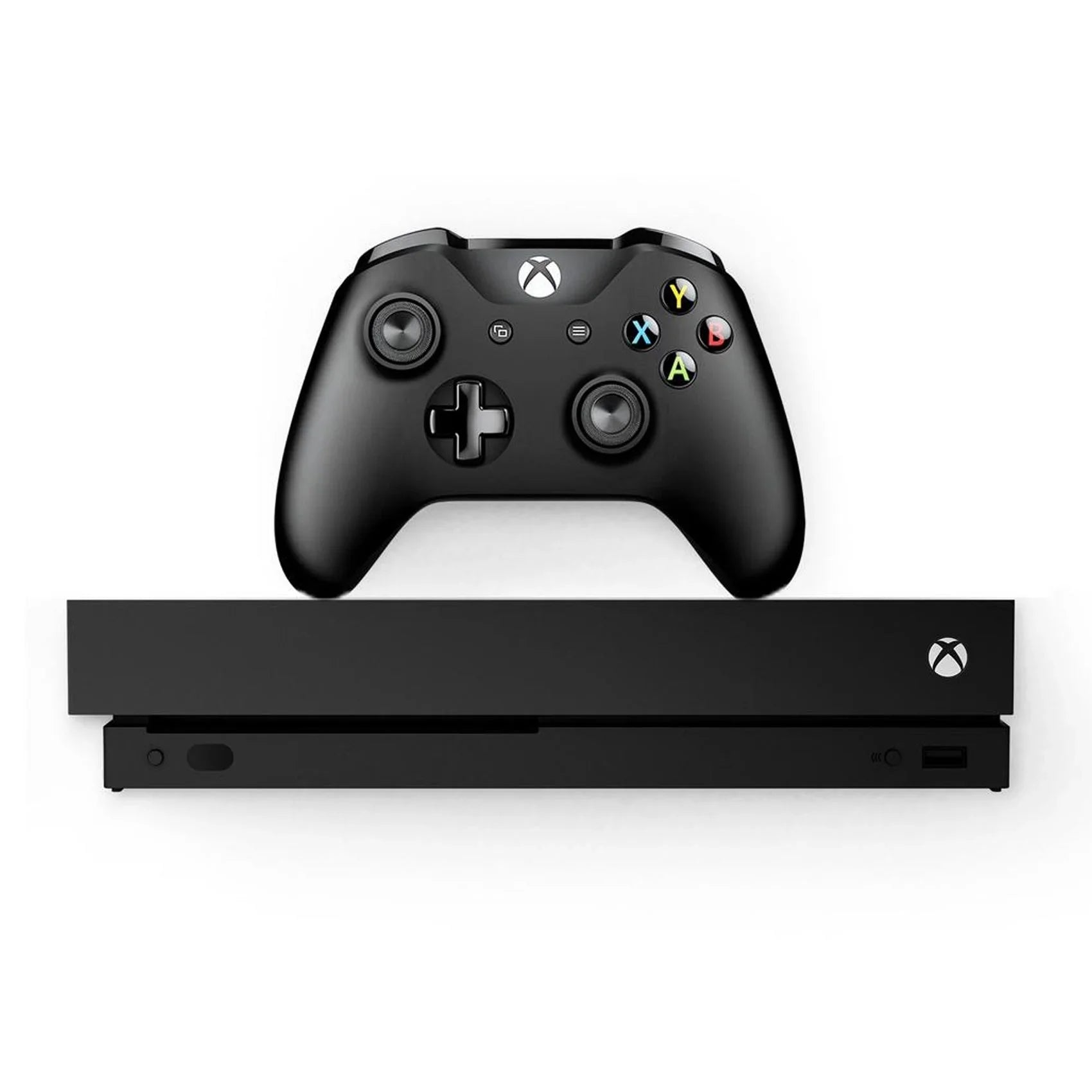 Pre-Owned Microsoft Xbox One X 1TB with 2 Controller, 4K Ultra HD Black with BOLT AXTION Cleaning Kit HDMI Bundle (Refurbished: Like New)