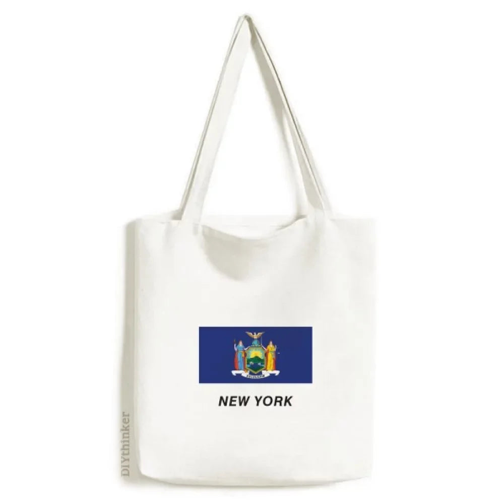 State Flag Outlines New York Tote Canvas Bag Shopping Satchel Casual Handbag