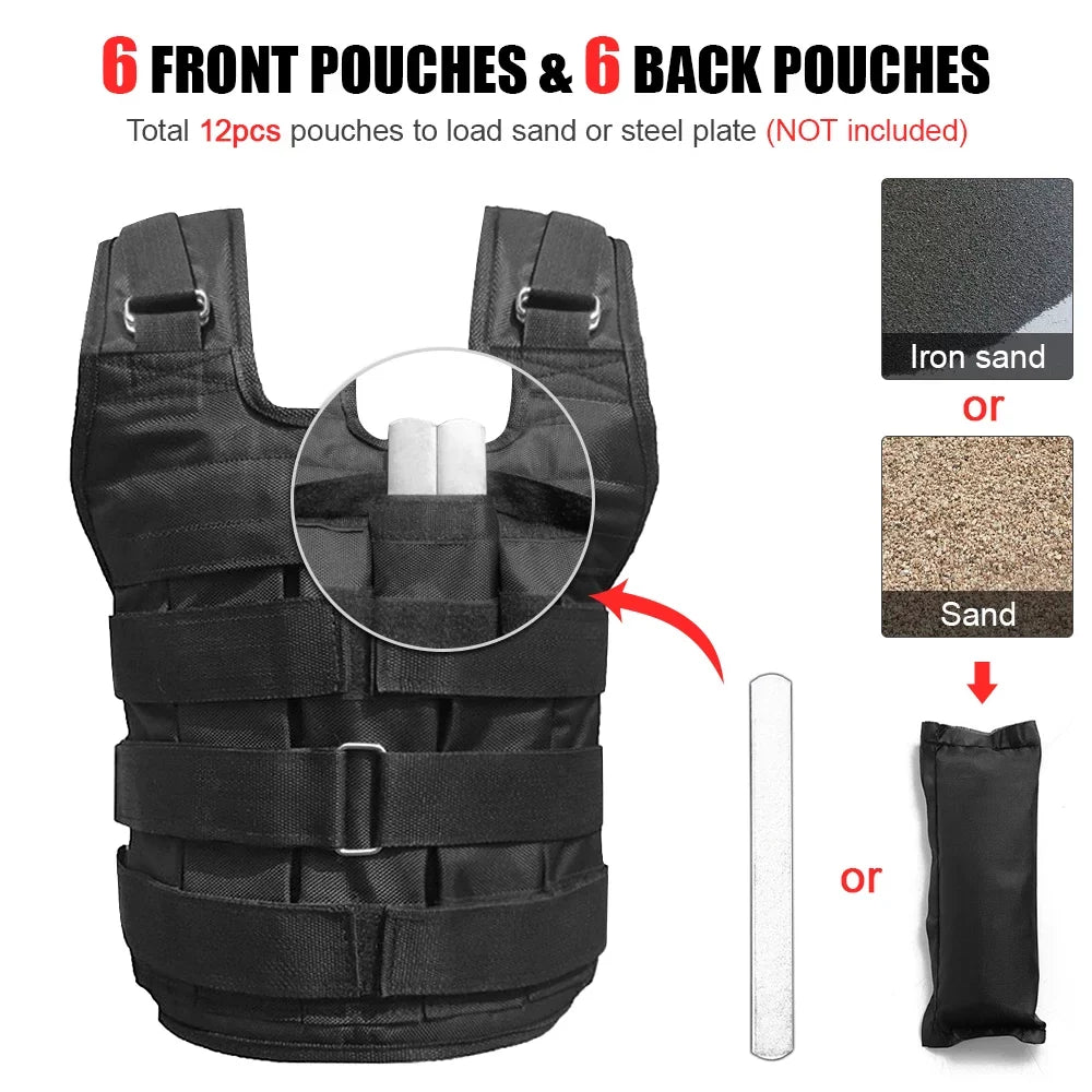 Walmeck Adjustable Weighted Vest for Strength Training , Max 50kg Load Capacity