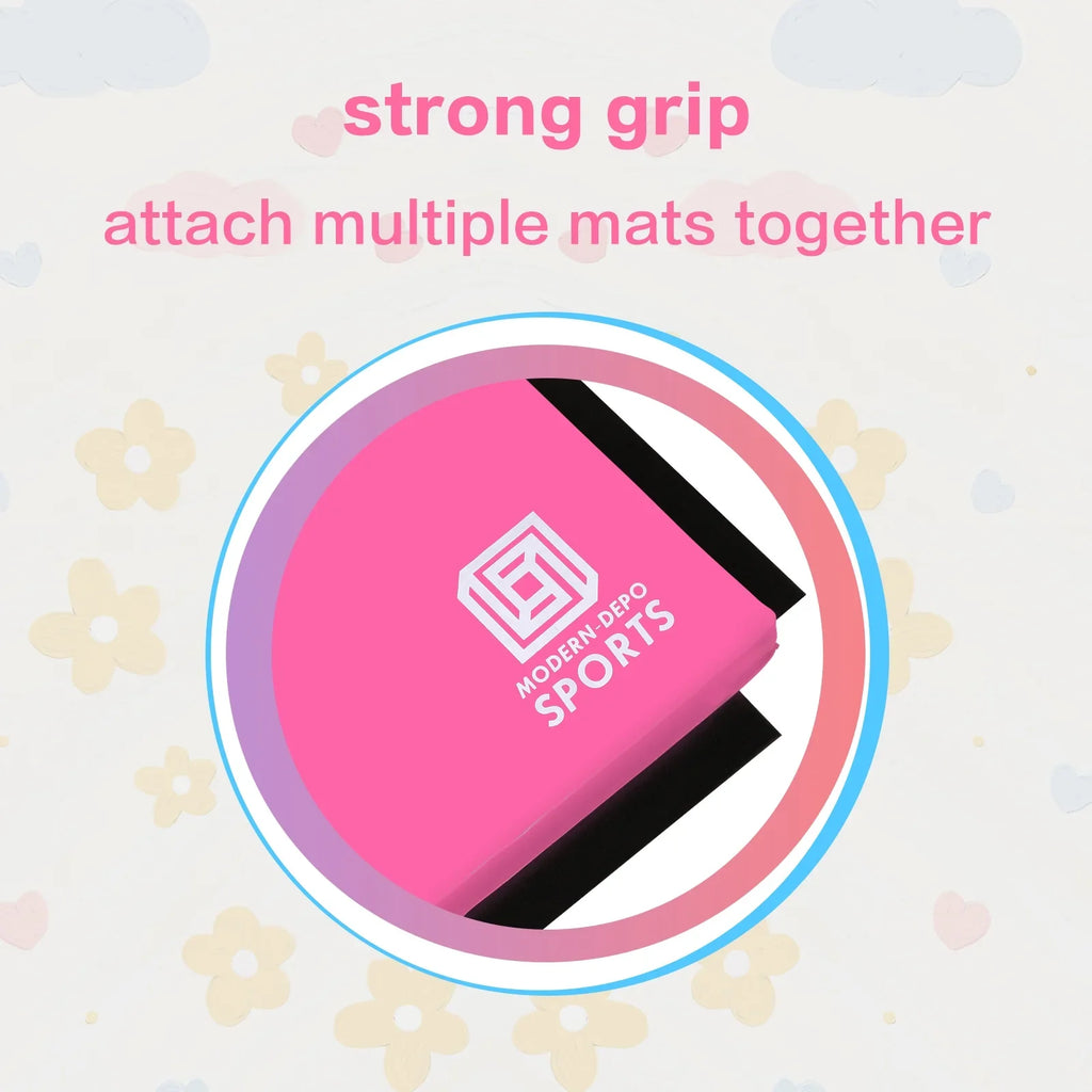 Gymnastics Mat 8'x2'x2" Foldable Tumbling Mats with Carrying Handles Four Fold Thick Exercise Mat for Home Aerobics Stretching Yoga, Pink