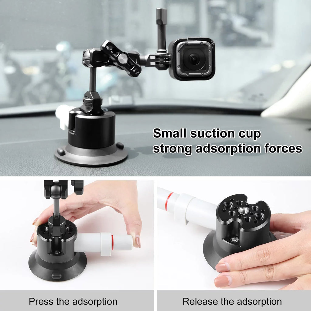 Anself Suction Cup Mount for Camera, Car Bracket Dual 360° Ballheads Replacement, Matching with 11/10/9/8, Osmo 3/2