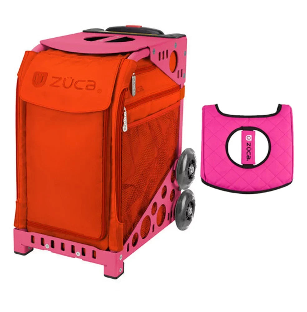 Zuca 18" Sport Bag - Persimmon with Black/Pink Seat Protection (Pink Frame)