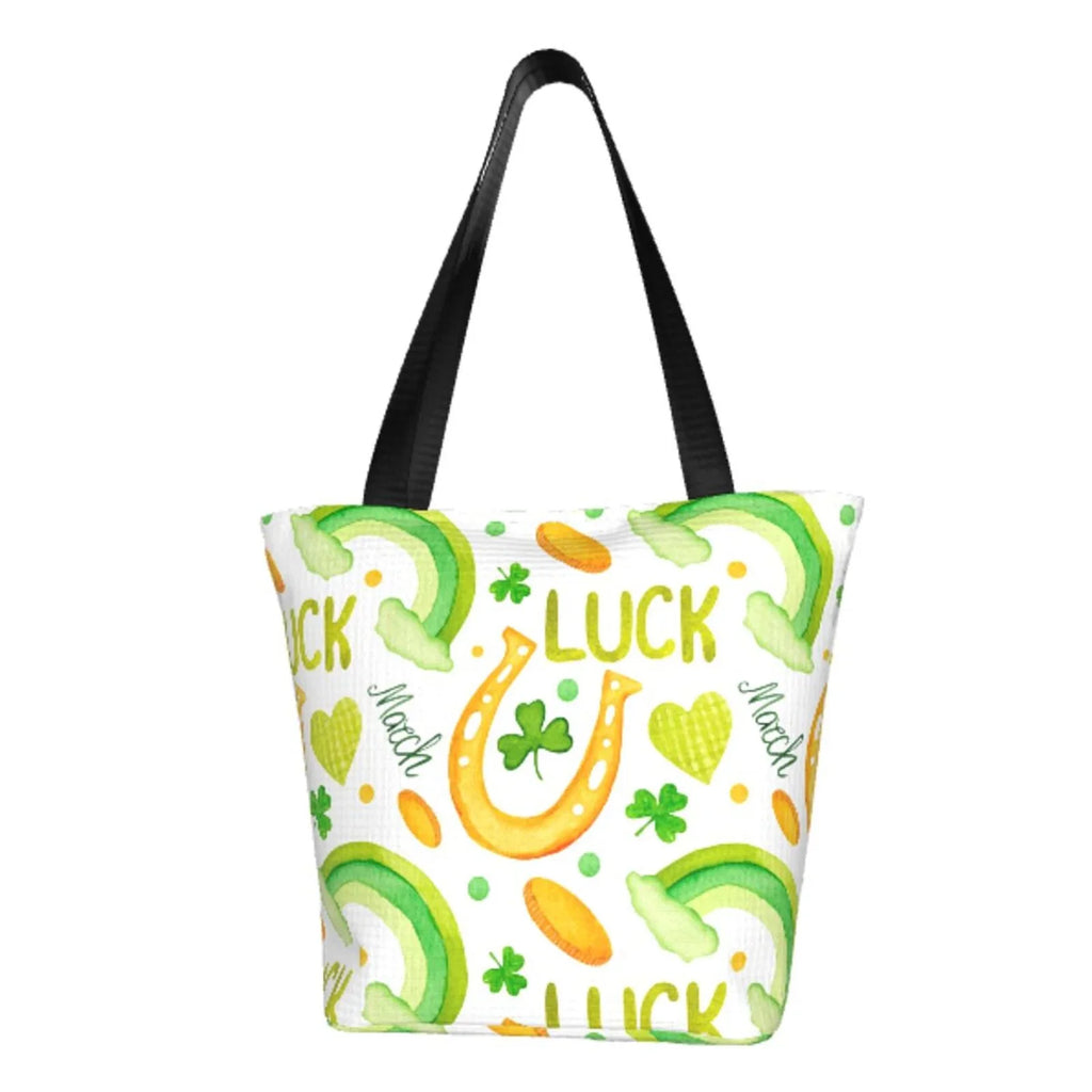 Easygdp St Patrick's Day1 Stylish Canvas Handbag Shoulder Tote Bag, Shopping Bag with Zip, Suitable for Buying Groceries, Office, Fitness