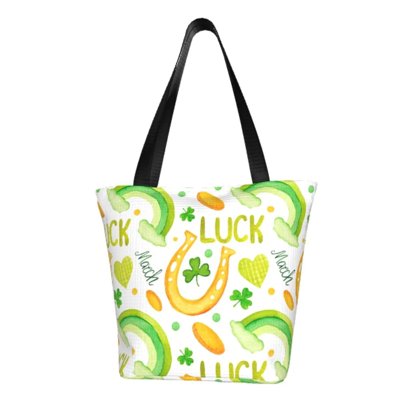 Easygdp St Patrick's Day1 Stylish Canvas Handbag Shoulder Tote Bag, Shopping Bag with Zip, Suitable for Buying Groceries, Office, Fitness