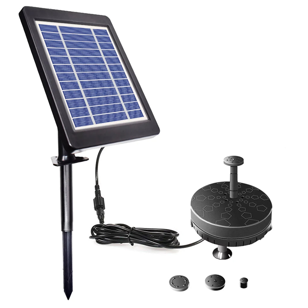 Yabuy Solar Powered Brushless Submersible Water Pump for Patio Garden Pond Pool 6V 3.5W Pond Fountain with Built in Battery LED