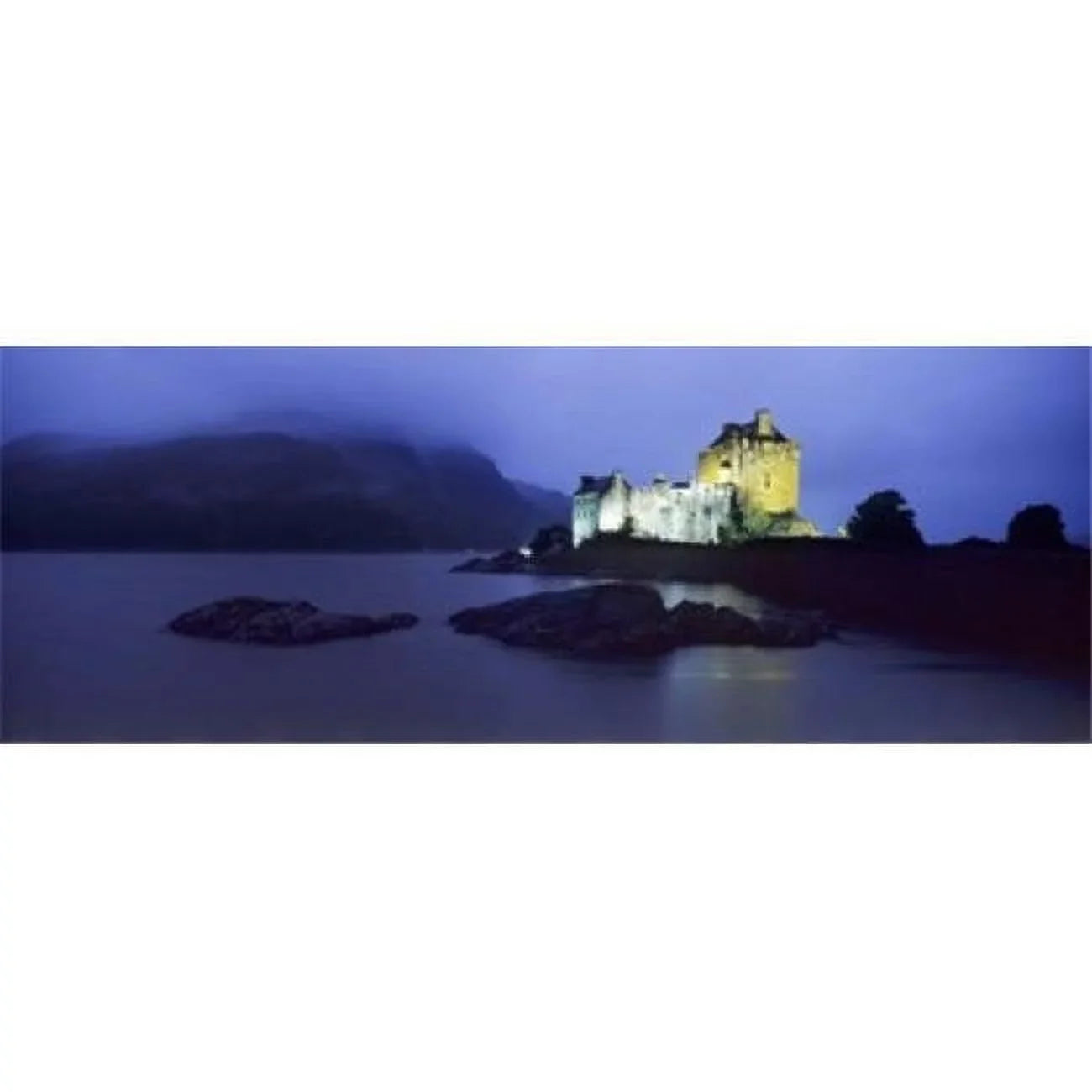 Castle lit up at dusk Eilean Donan Castle Loch Duich Dornie Highlands Region Scotland Poster Print by - 36 x 12