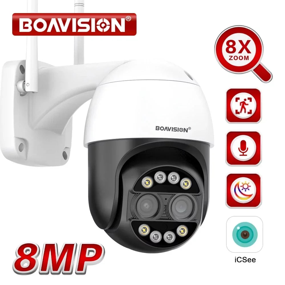 ICSee WiFi IP Camera Dual Lens HD Wireless Outdoor CCTV PTZ Home Security Camera