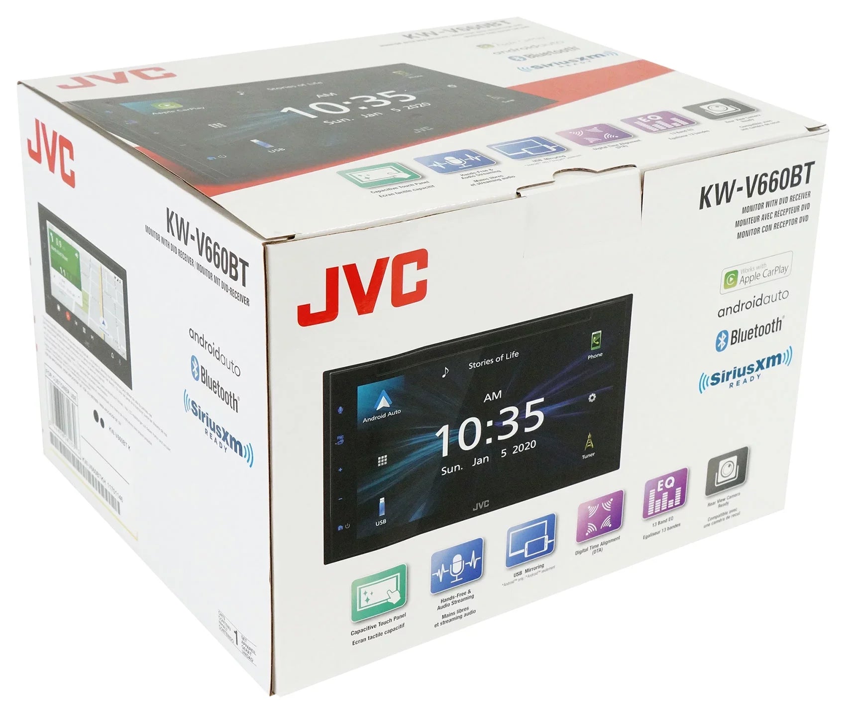 JVC KW-V660BT 6.8" Car Monitor DVD Carplay/Bluetooth/Android Receiver+Backup Cam