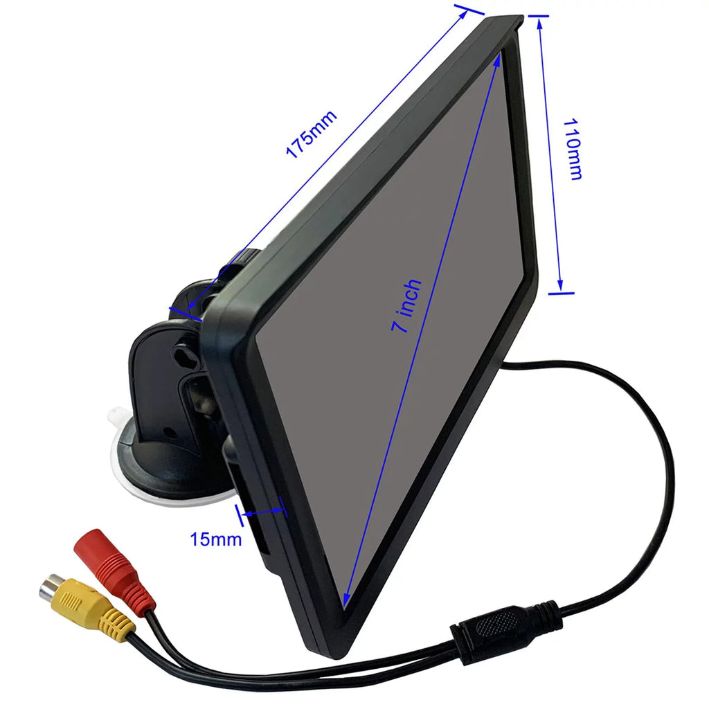 Car Rearview Monitor 7" Park Assist Vehicle Parking System Easy Installation 10M Video Cable Screen Waterproof LCD 8 LED Camera SUV Car
