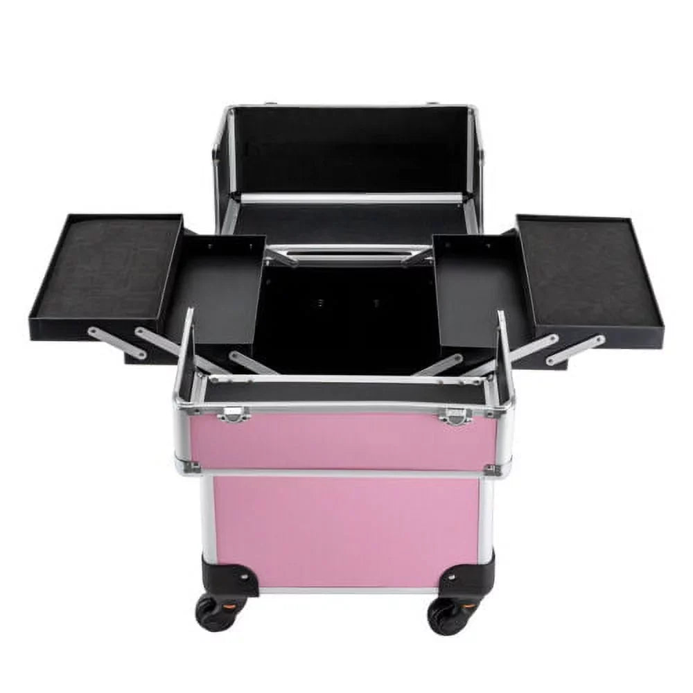 Rolling Extendable Makeup Case Cosmetic Train Box Trolley Large Storage Space