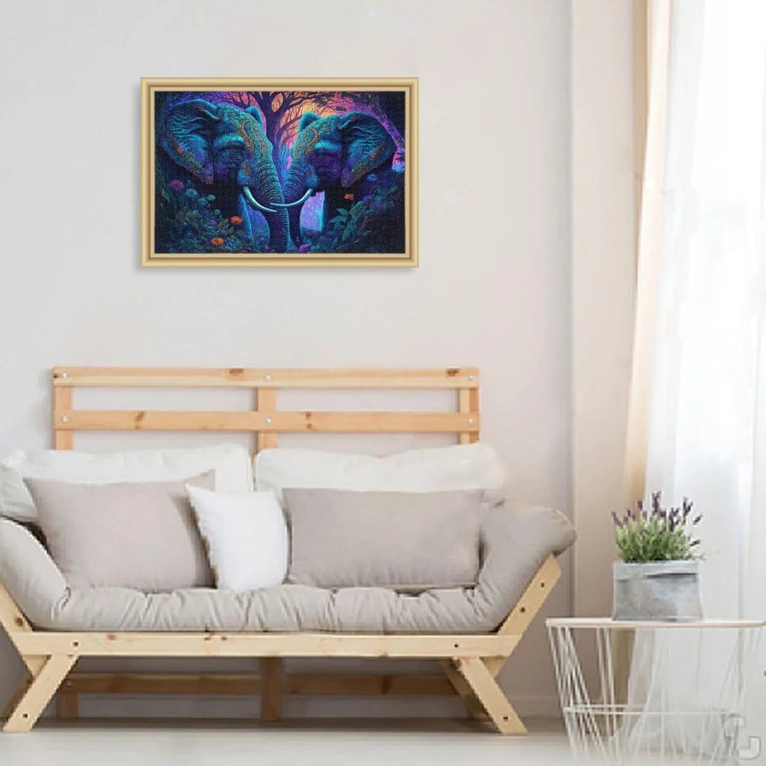 Jigsaw Puzzle (Psychedelic Elephant), Paper Wood Composite Material Zigsaw with Storage Bag and Reference Picture Easy to Solve, 1000 Pieces