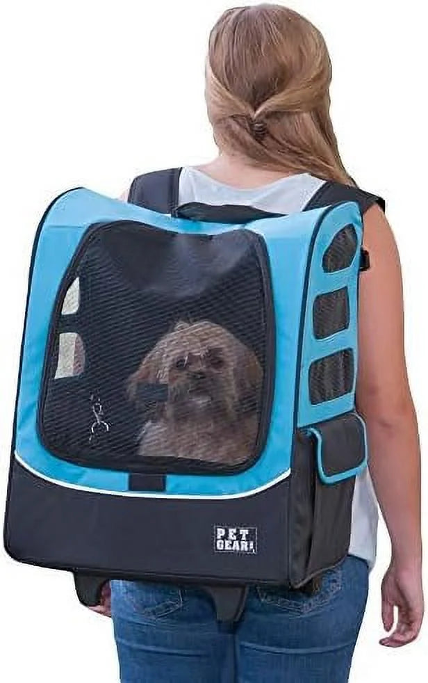 Travel Carrier, Car Seat For Cats/Dogs, Mesh Ventilation, Included Tether, Telescoping Handle, Storage Pouch, Ocean Blue, Extra Large Plus Traveler (PG1280OB)