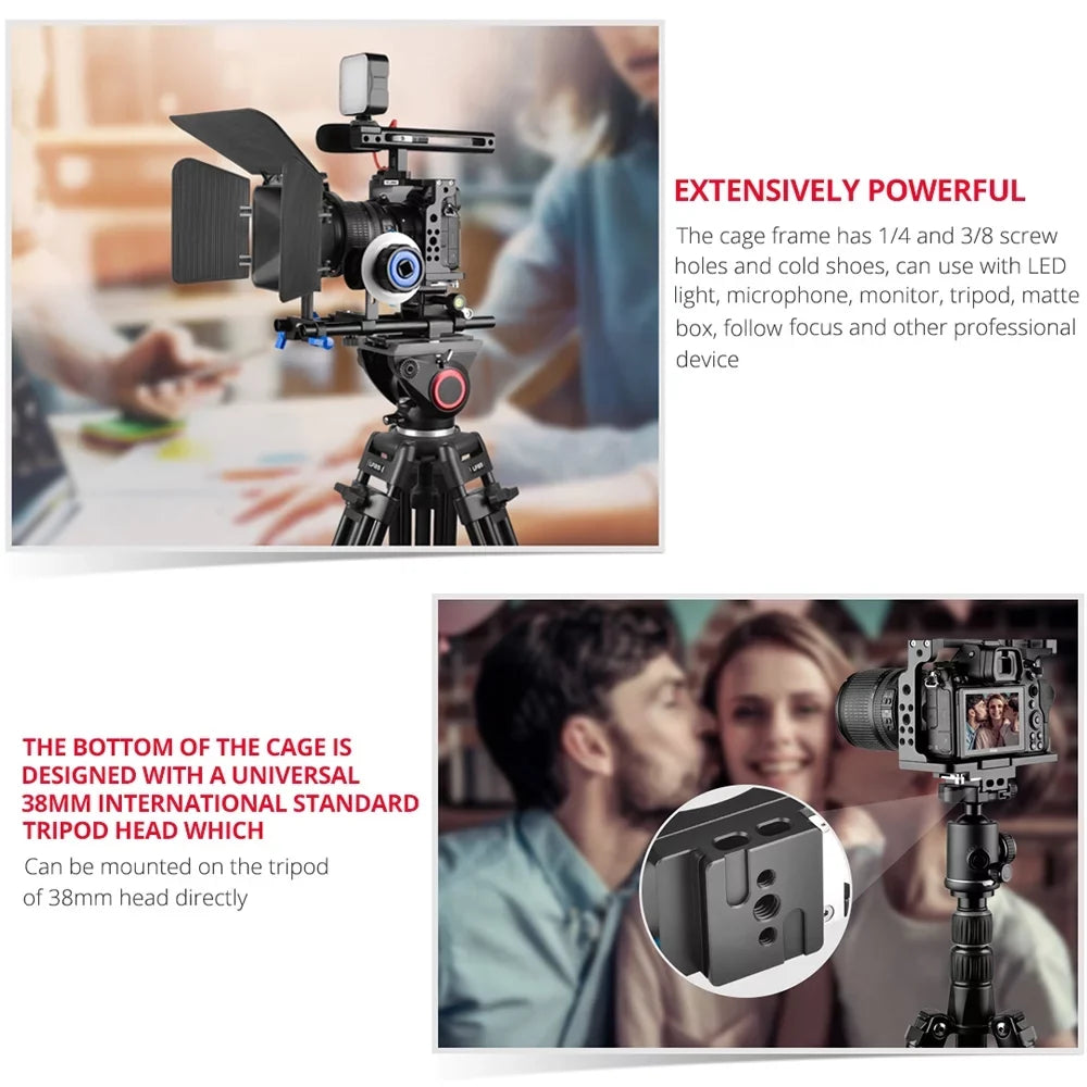 Andoer C15-B Camera Cage + Handle Kit Aluminum Alloy with Cold Shoe Mount Fitting with Nikon Z6/Z7 DSLR Camera