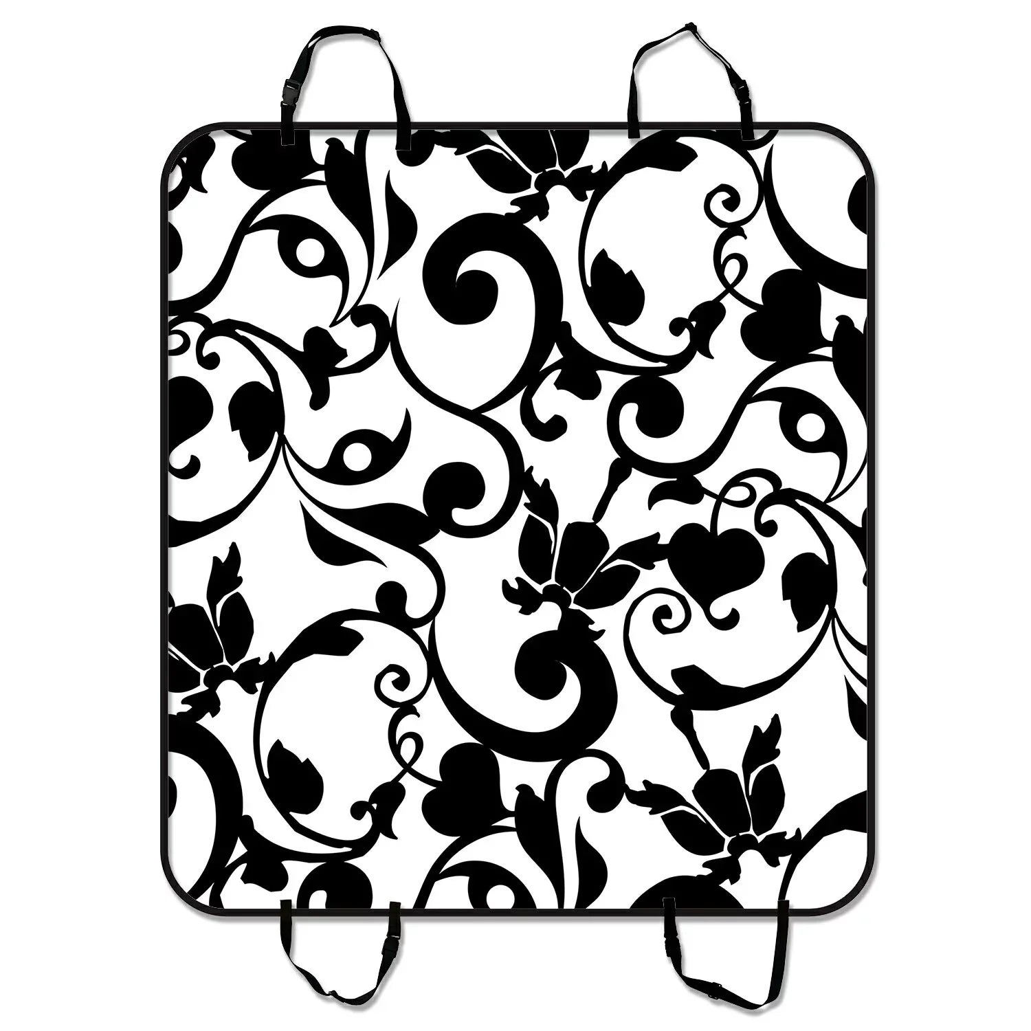 GCKG Black and White Damask Pattern Classic Vintage French Floral Swirls Pet Car Seat Coating Dog Car Seat Mat Hammock Cargo Mat Trunk Mat For Cars Trucks and SUV 54x60 inches
