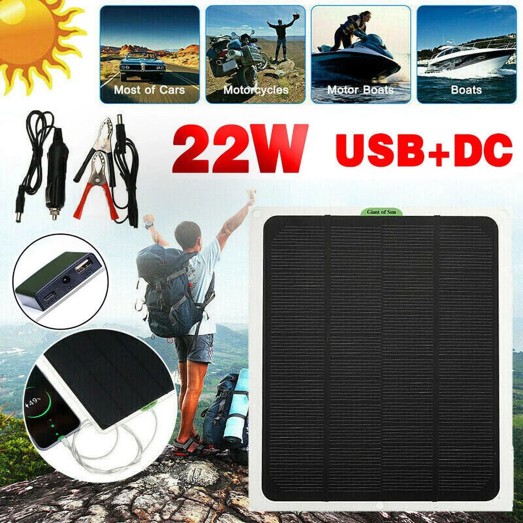 MDHAND 22W 12V Portable Solar Battery Charger & Maintainer - Solar Panel-Built - in Intelligent Charge Controller-Solar Powered Charger for Automobile Car RV, etc…