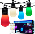 MINGFENG Smart Color Changing String Lights, 96 ft, 30 Lightweight RGB LED Patio Lights, Condition Customizable, Wi-Fi App Control, Dimmable Outdoor String Lights, 79617