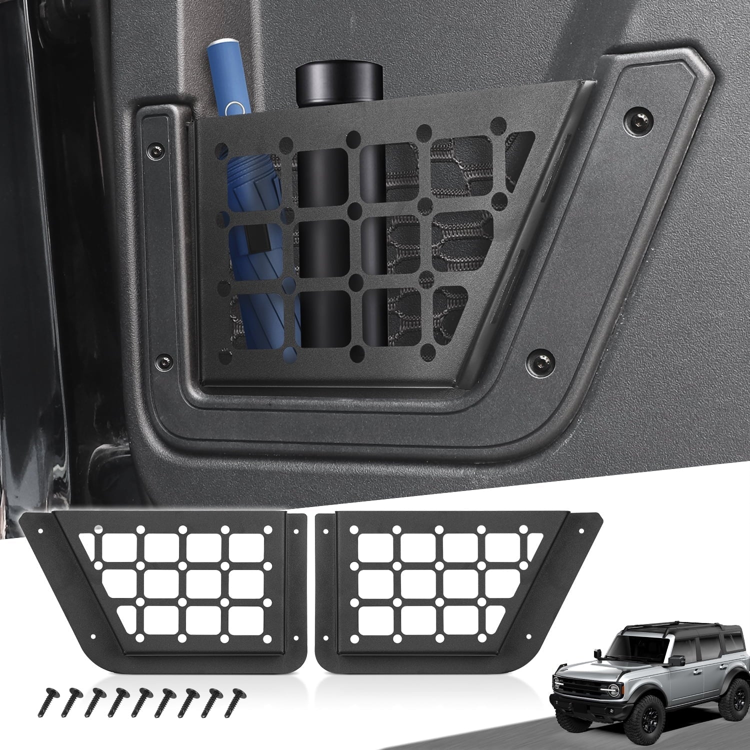 MFC 2Pcs Rear Door Storage Pocket Side Organizer Box Suitable with for Ford Bronco Accessories