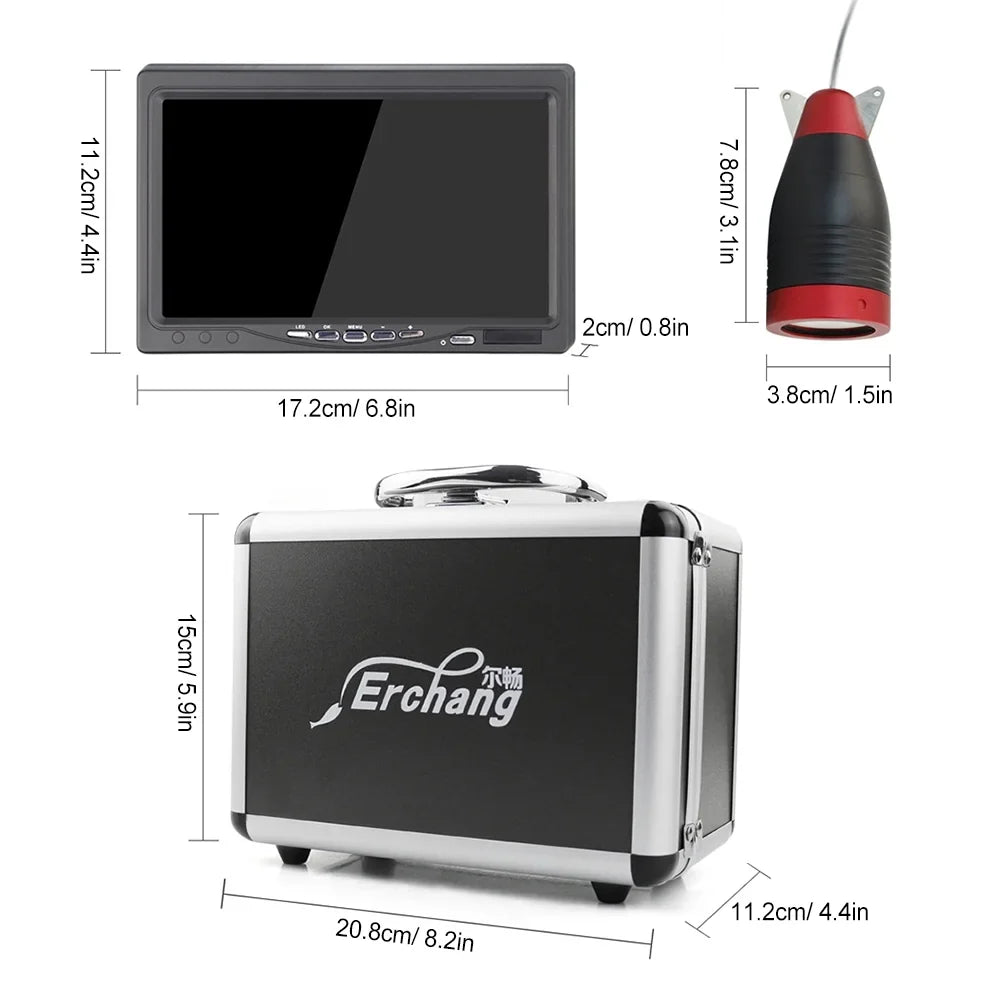 Erchang Underwater Fishing Camera Portable Fish Finder with 7 Inch for Vessel Kayak Lake Sea Fishing - Reliable Fish Tracking, Real-time , -have for Fishing Excursions