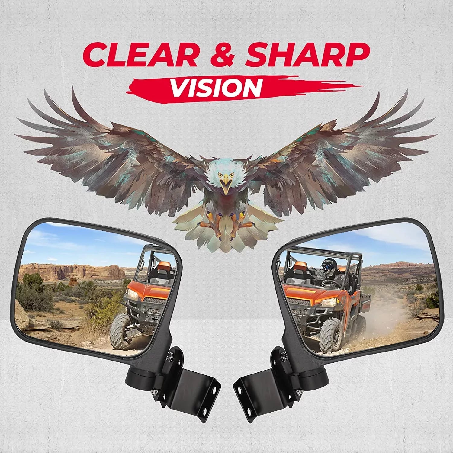 Kemimoto UTV Rear View Mirror Side Mirrors Suitable with 2015-2022 Polaris Ranger 500 570 900
