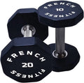 French Fitness Urethane 8 Sided Hex Dumbbell Set, 5-50 lbs (New)