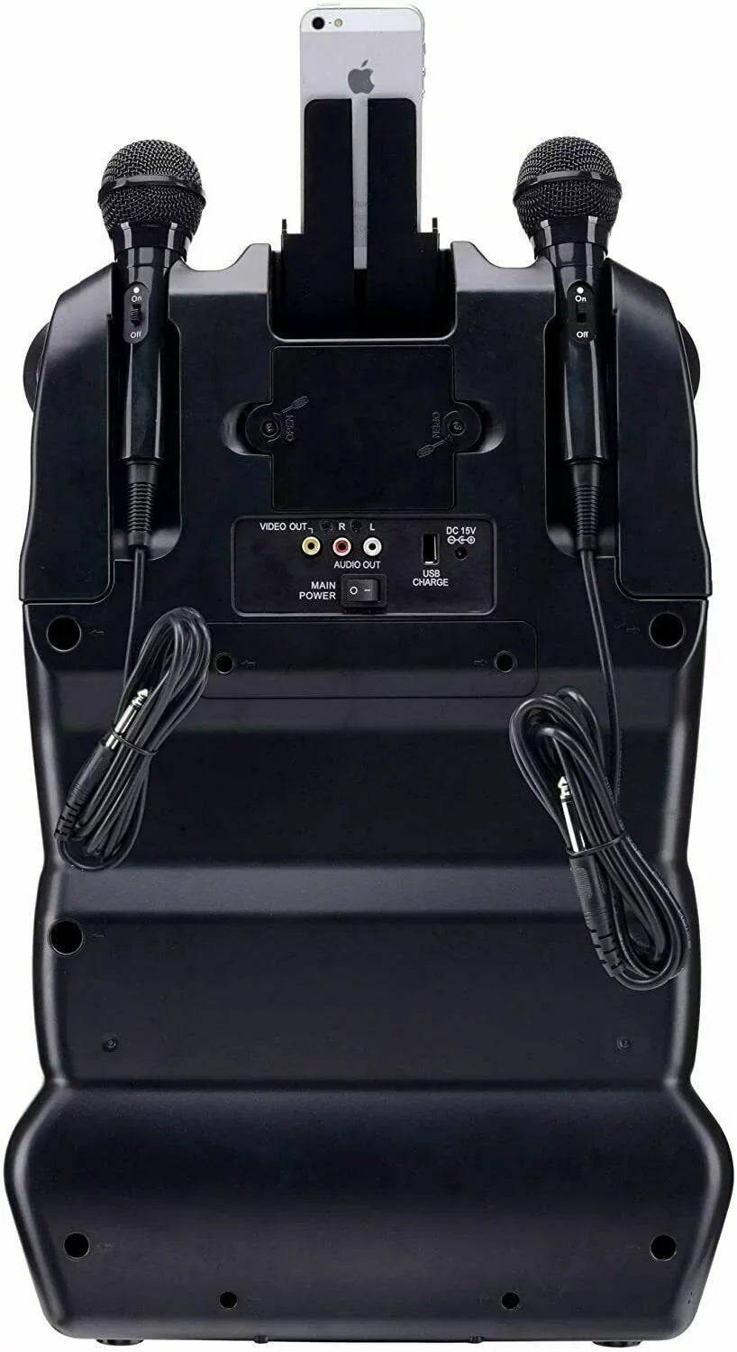 Karaoke USA CDG/MP3G 300W Portable Rechargeable Karaoke Player w/ 2 Mics