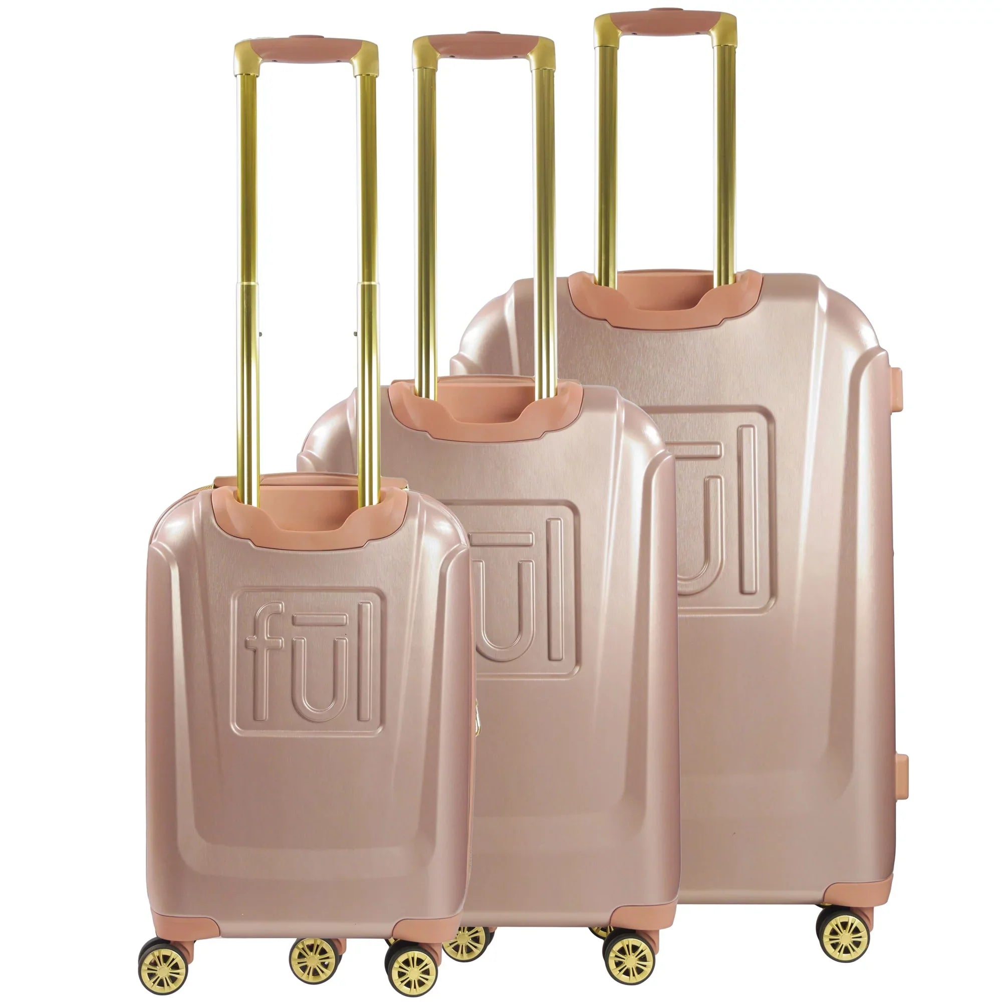 Disney Minnie Mouse 3 Piece Rolling Luggage Set, Molded Hardshell Suitcase with Wheels, 21, 25 and 29 Inch, Rose Gold
