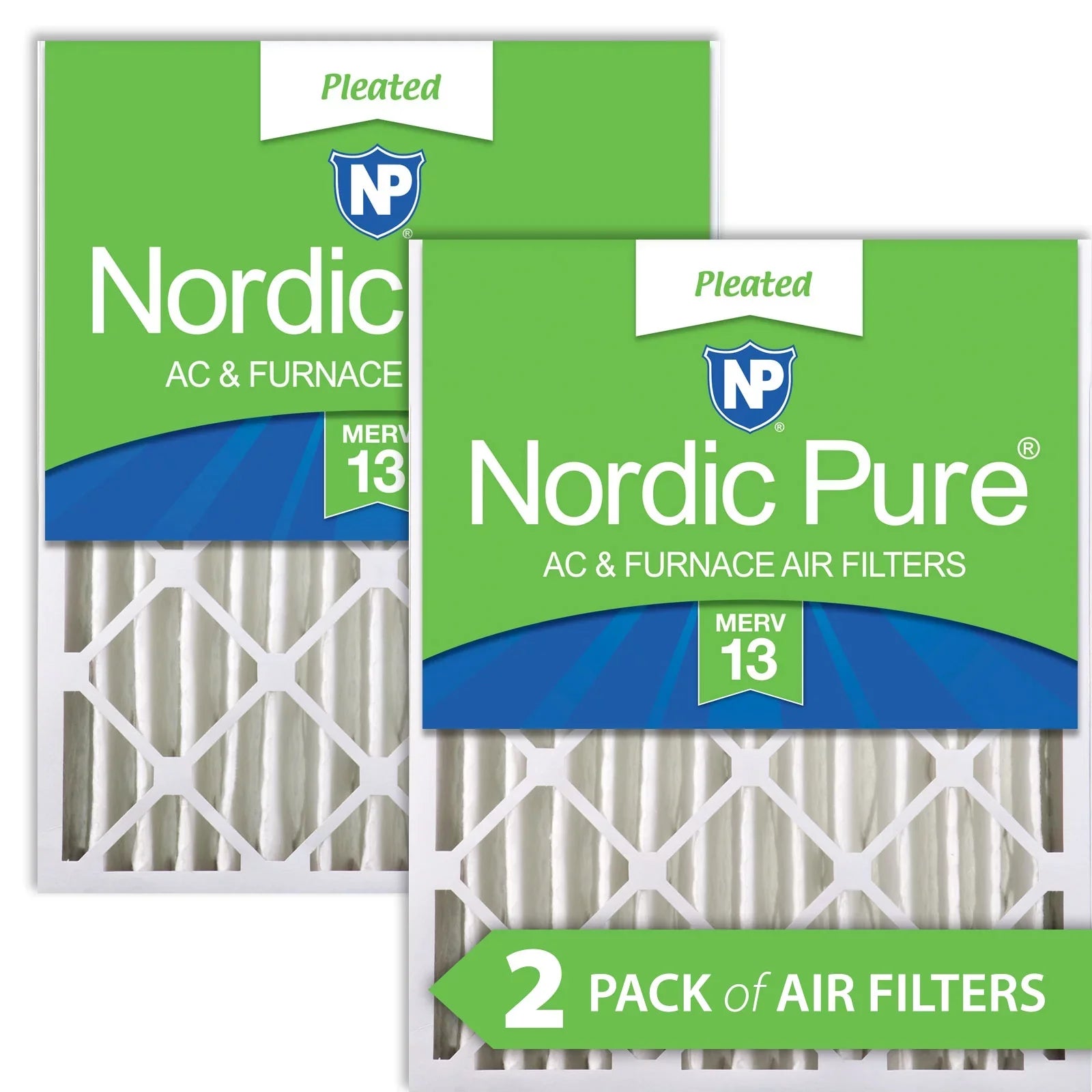 Nordic Pure 20x25x4 (3 5/8) Pleated MERV 13 Air Filters 2 Pack