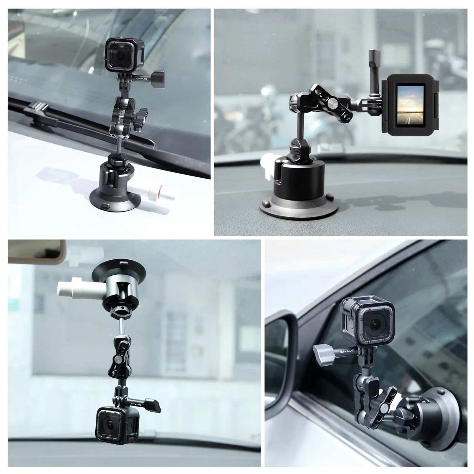 Anself Suction Cup Mount for Camera, Car Bracket Dual 360° Ballheads Replacement, Matching with 11/10/9/8, Osmo 3/2